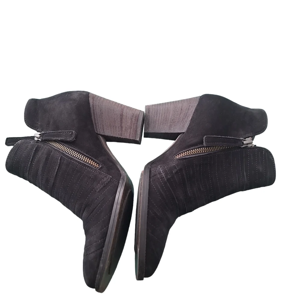 Paul Green Malibu Sliced Double Zip Up Ankle Boots Booties Black Suede sz6